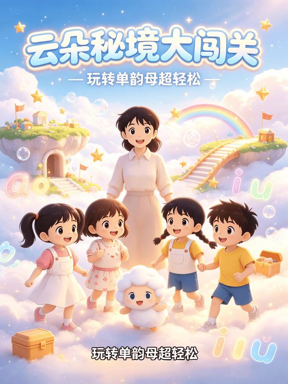 云朵秘境大闯关玩转单韵母超轻松